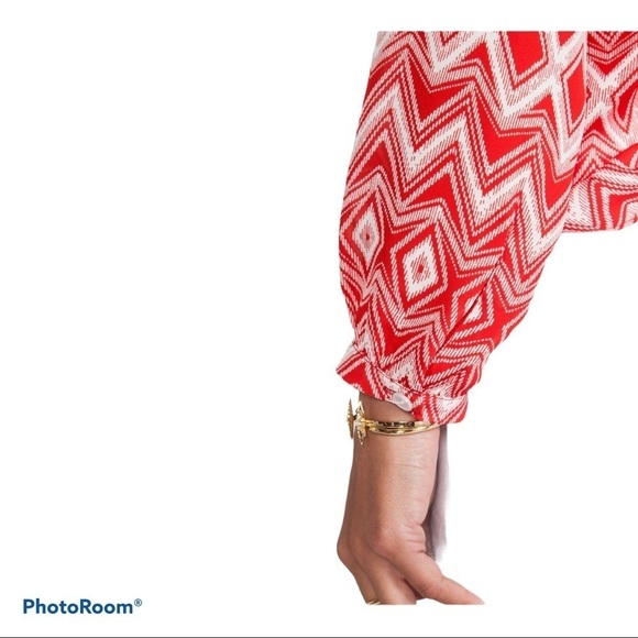 PARKER Marissa Blouse in Silk Crimson Geo Long Sleeve Sz M - Picture 14 of 14